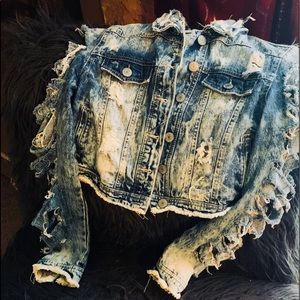 Distressed denim jacket